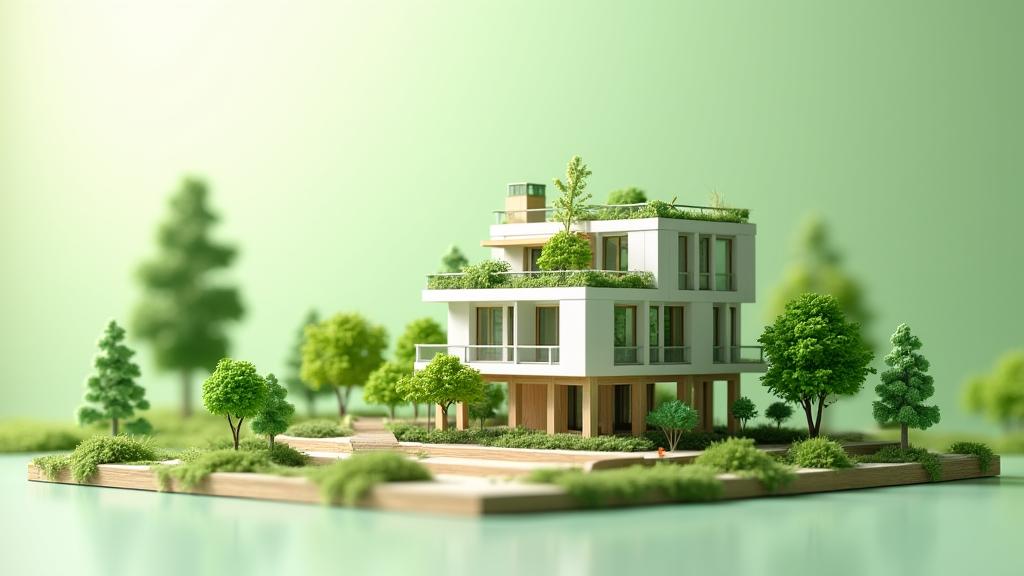 Maqueta de arquitectura sostenible con materiales ecológicos